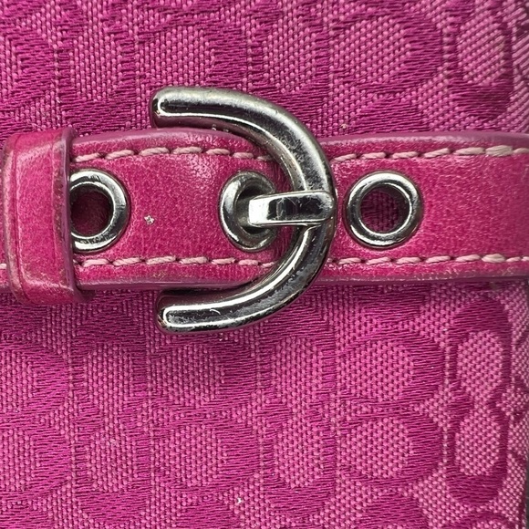 Coach Vintage Y2K Pink Signature Buckle C Fabric Coin Bag Wallet - Picture 9 of 9